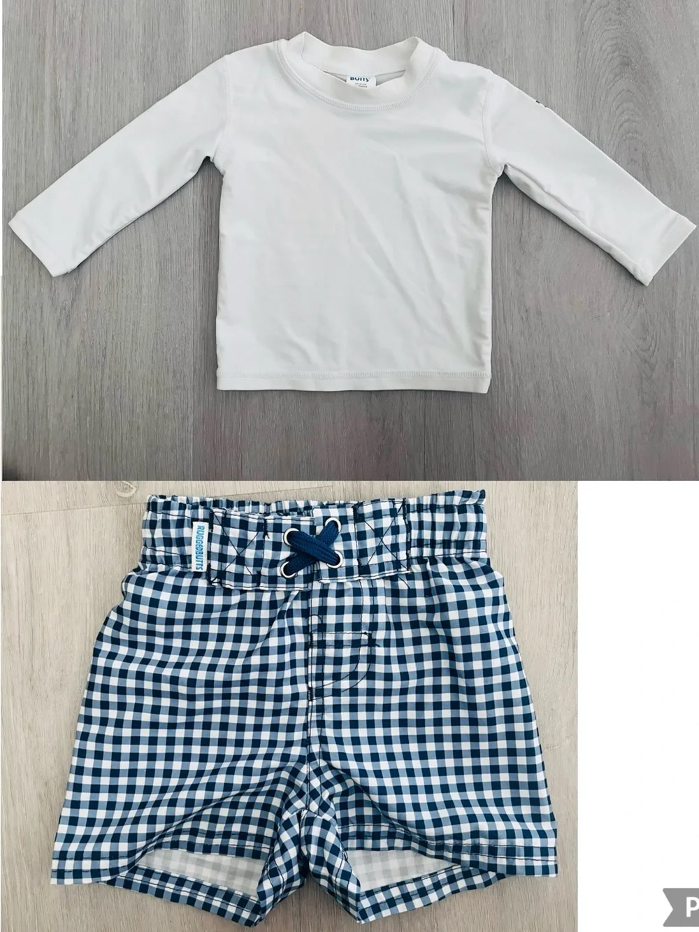Rugged Butts boys swim trunks + rash guard